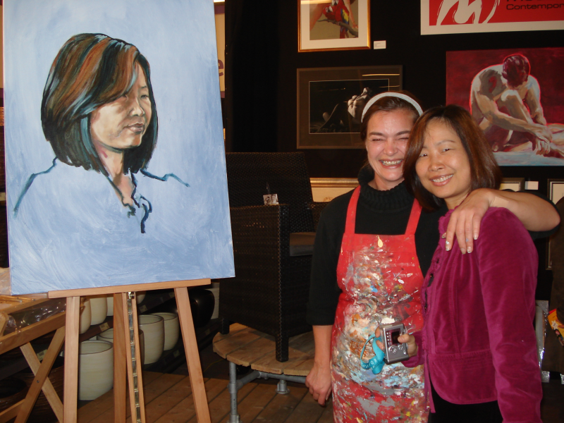het portret van sunny is geschilderd in acrylverf en 80x100cm groot